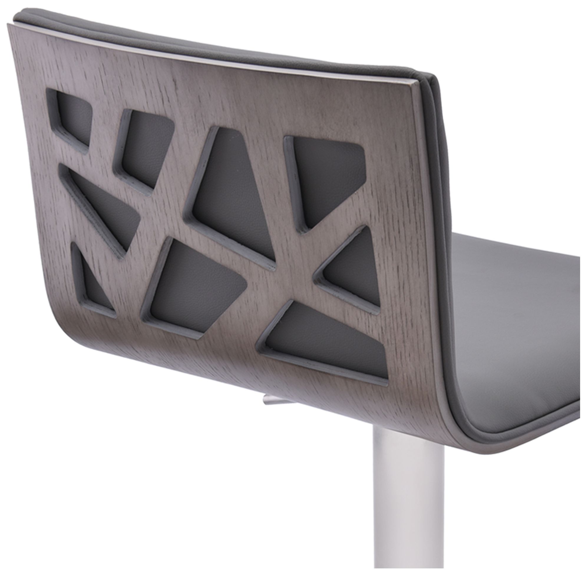 Image 5 Crystal Adjustable Swivel Barstool in Grey Faux Leather and Chrome Finish more views