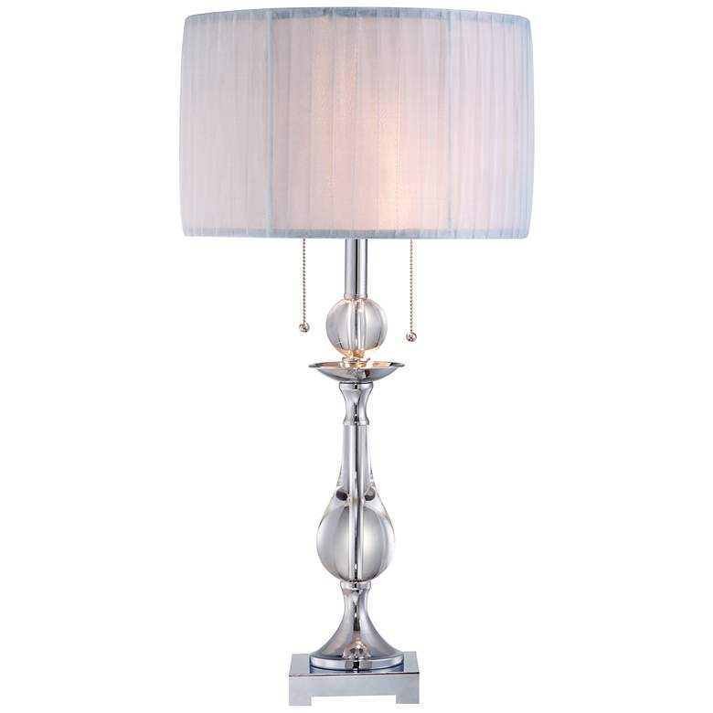 Image 1 Crystal and Chrome Ribbon Wrap Shade Table Lamp