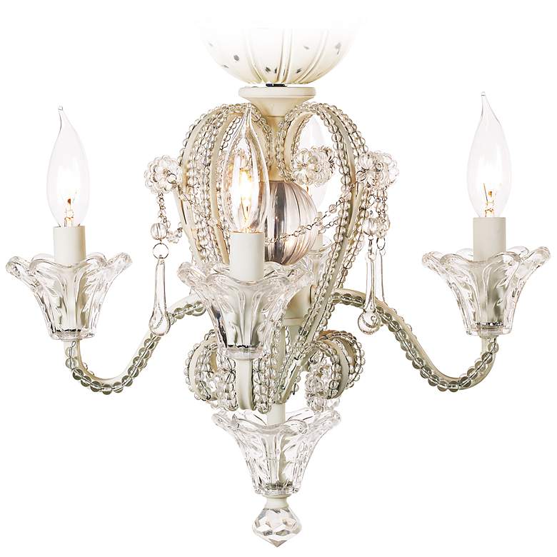 Image 1 Crystal Bead Antique-White Candelabra Ceiling Fan Light Kit