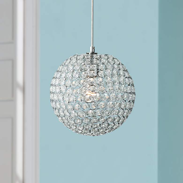 Image 1 Crystal Beaded 10" Wide Globe Mini Pendant