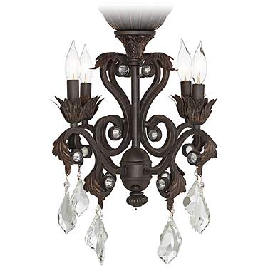 Crystal Beaded Oil-Rubbed Bronze 4-Light LED Ceiling Fan Light Kit