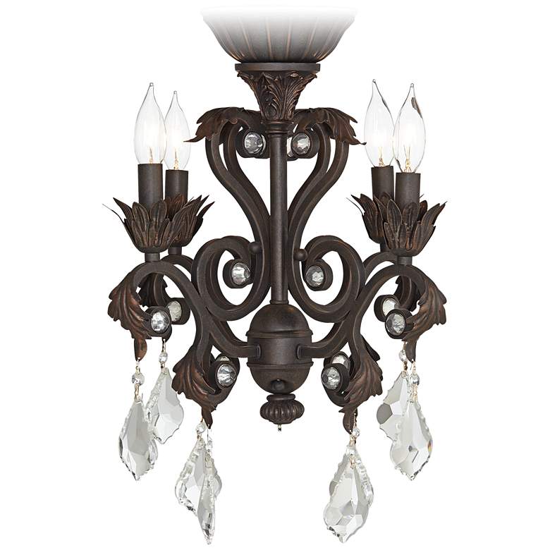 Image 1 Crystal Beaded Oil-Rubbed Bronze 4-Light LED Ceiling Fan Light Kit