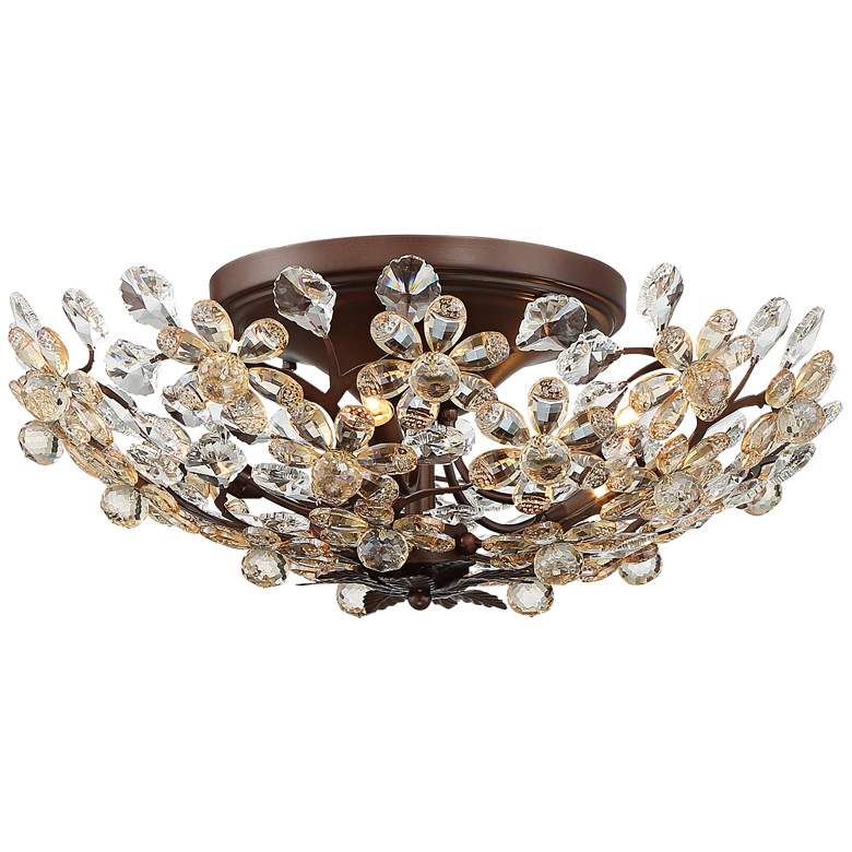 Image 2 Crystal Blooms 21 inch Wide Clear and Champagne Glass Ceiling Light