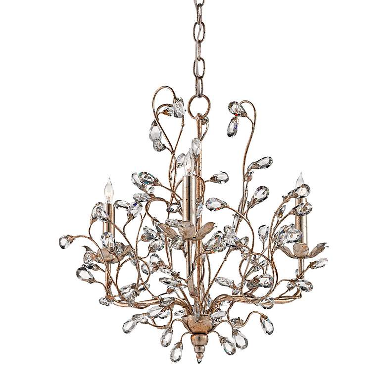 Image 3 Crystal Bud 18" Wide Silver Granello 3-Light Chandelier more views