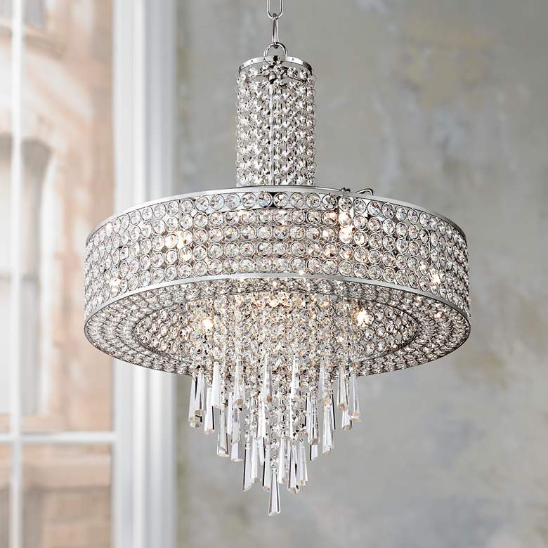 Image 1 Crystal Cascade 19 1/2 inch Wide Crystal Pendant Chandelier