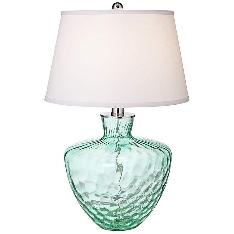 Image 1 Crystal Cascade Emerald Glass 26 inch High Table Lamp