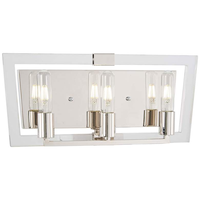 Image 1 Crystal Chrome 19" Wide Polished Nickel 3-Light Bath Light