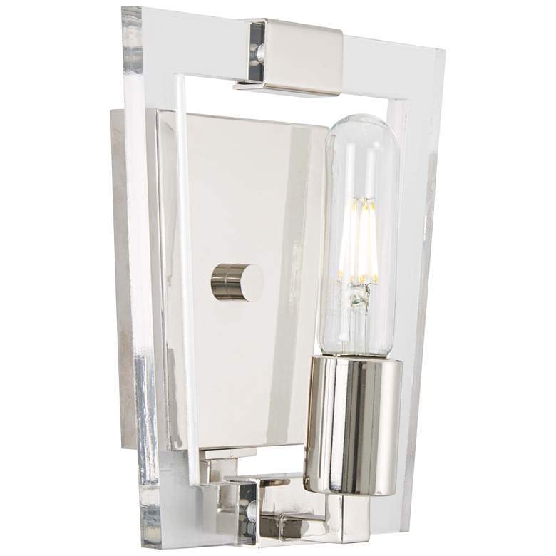 Image 1 Crystal Chrome 8 3/4" High Polished Nickel Wall Sconce