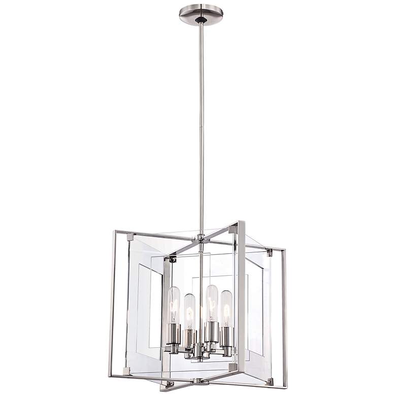 Image 2 Crystal Clear 14 3/4"W Polished Nickel 4-Light Pendant