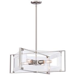 Crystal Clear 19 3/4&quot;W Polished Nickel 4-Light Pendant