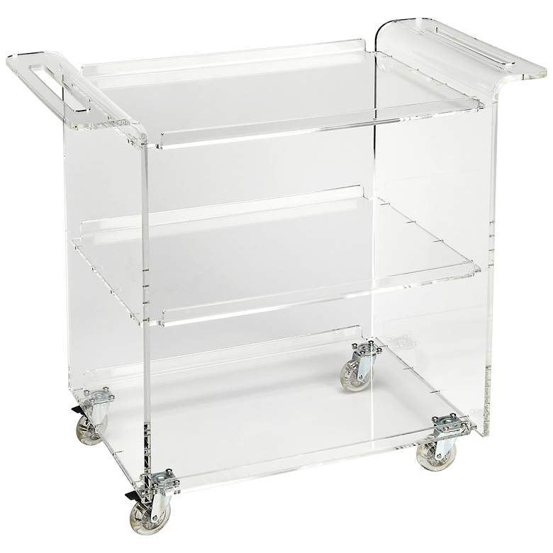 Image 1 Crystal Clear 34 1/4" Wide Acrylic Bar Cart Trolley Server