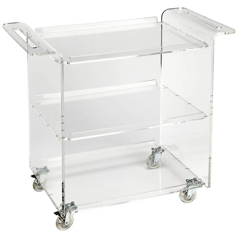 Image 1 Crystal Clear 34 1/4 inch Wide Acrylic Bar Cart Trolley Server