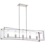 Crystal Clear 43 1/4&quot;W Nickel Kitchen Island Light Pendant