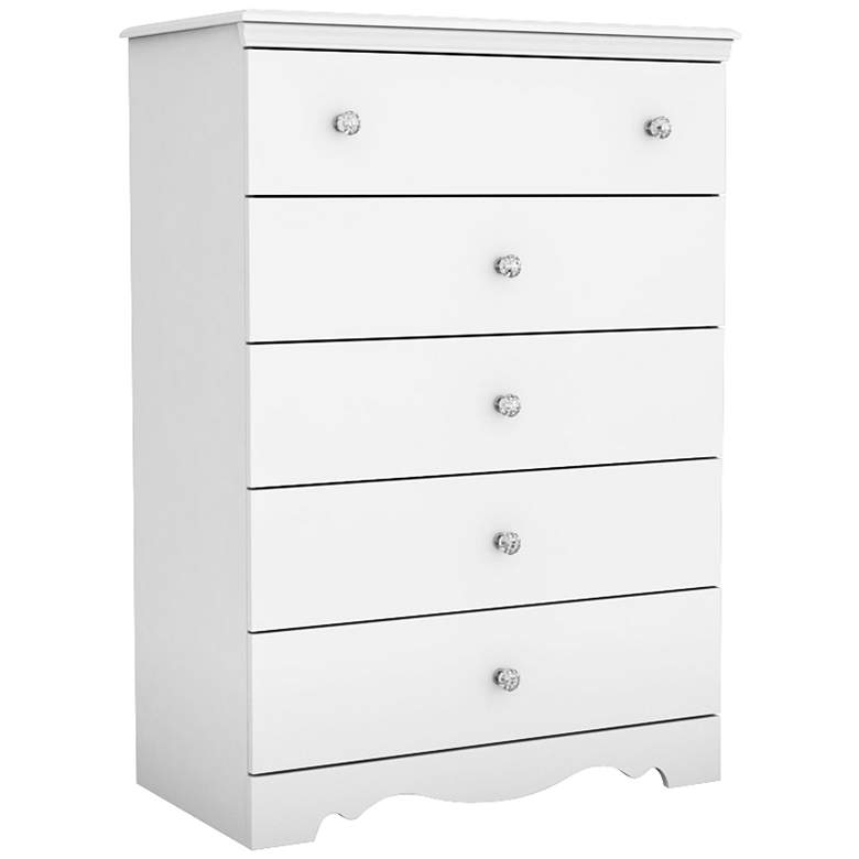 Image 1 Crystal Collection Pure White 5-Drawer Chest
