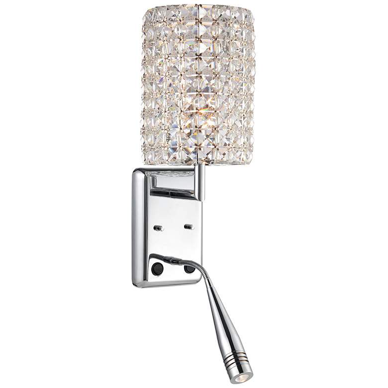 Image 1 Crystal Cylinder 22 inch High Chrome LED Wall Sconce