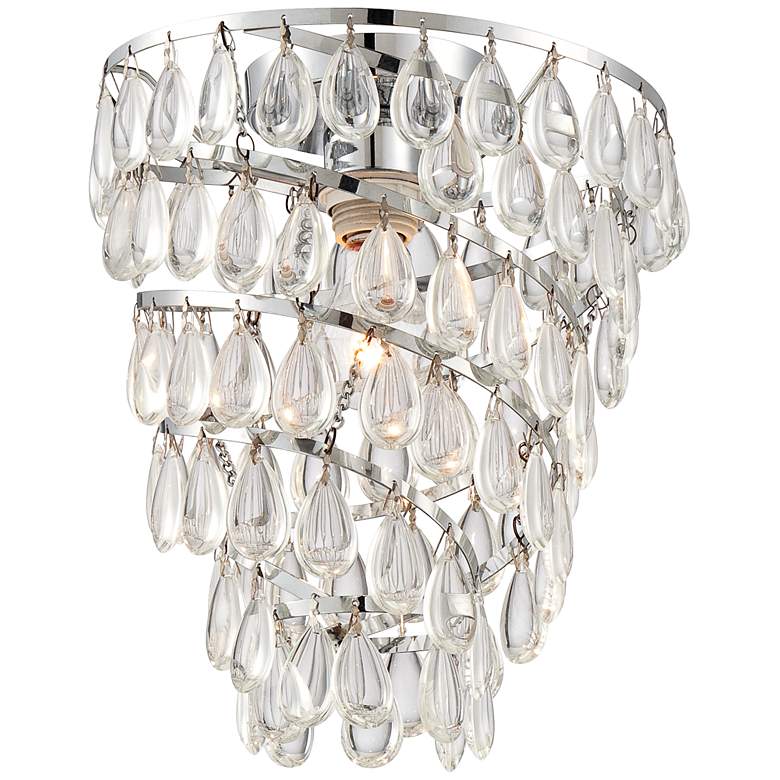 Image 1 Crystal Droplet Swirl 14 1/4 inch Wide Chrome Ceiling Light