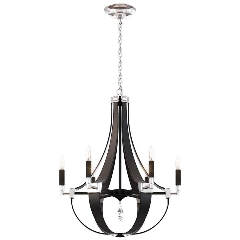 Image 1 Crystal Empire 29.5"H x 24"W 6-Light Chandelier in Black