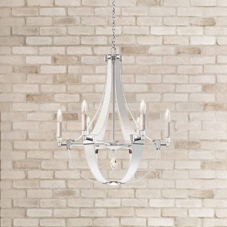 Image 1 Crystal Empire 29.5"H x 24"W 6-Light Chandelier in White