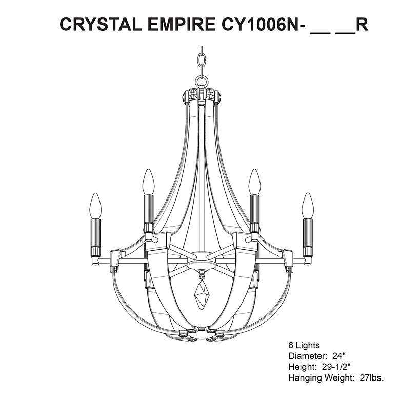Image 4 Crystal Empire 29.5"H x 24"W 6-Light Chandelier in White more views