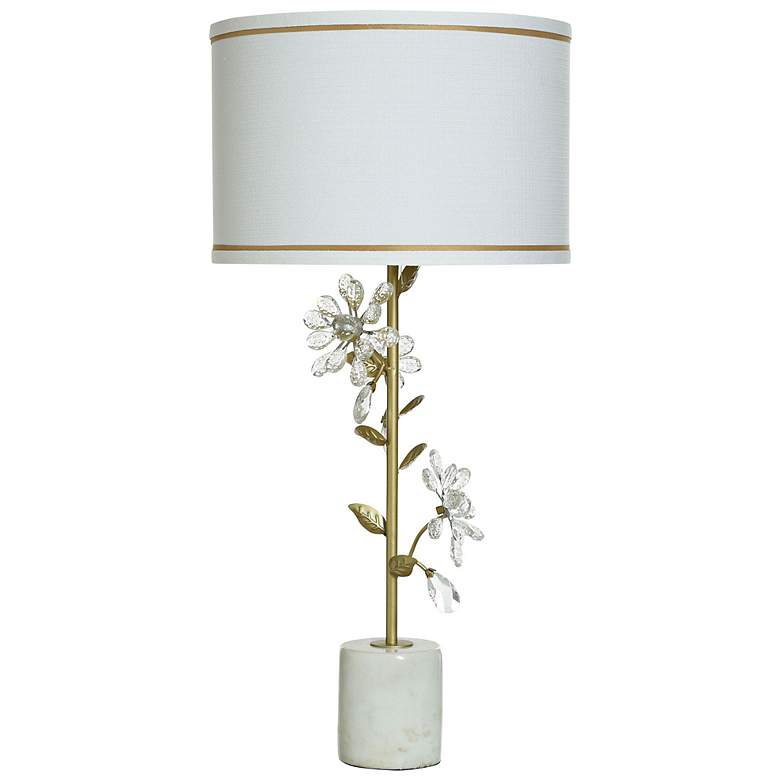 Image 2 Crystal Flora Gold Metal and White Marble Table Lamp