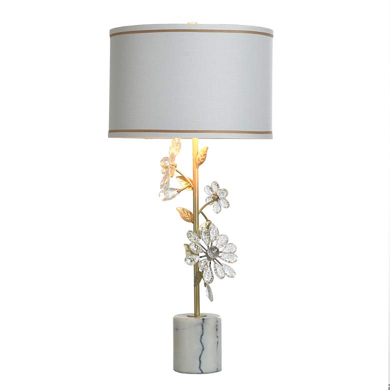 Image 3 Crystal Flora Gold Metal and White Marble Table Lamp more views