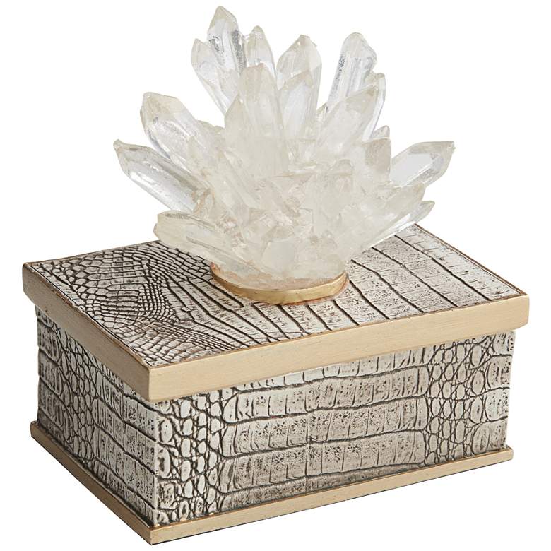 Image 1 Crystal Flower 6" High Matte Brown Decorative Box