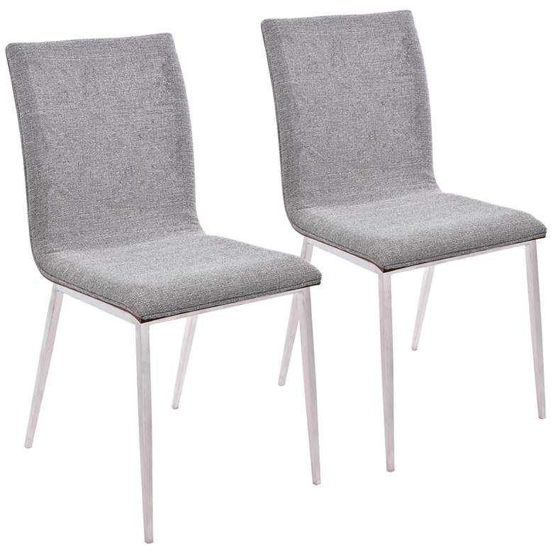 Image 1 Crystal Gray Fabric Dining Chair with Walnut Back Set of 2