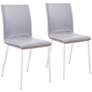 Crystal Gray Leatherette Dining Chair with Walnut Back Set of 2