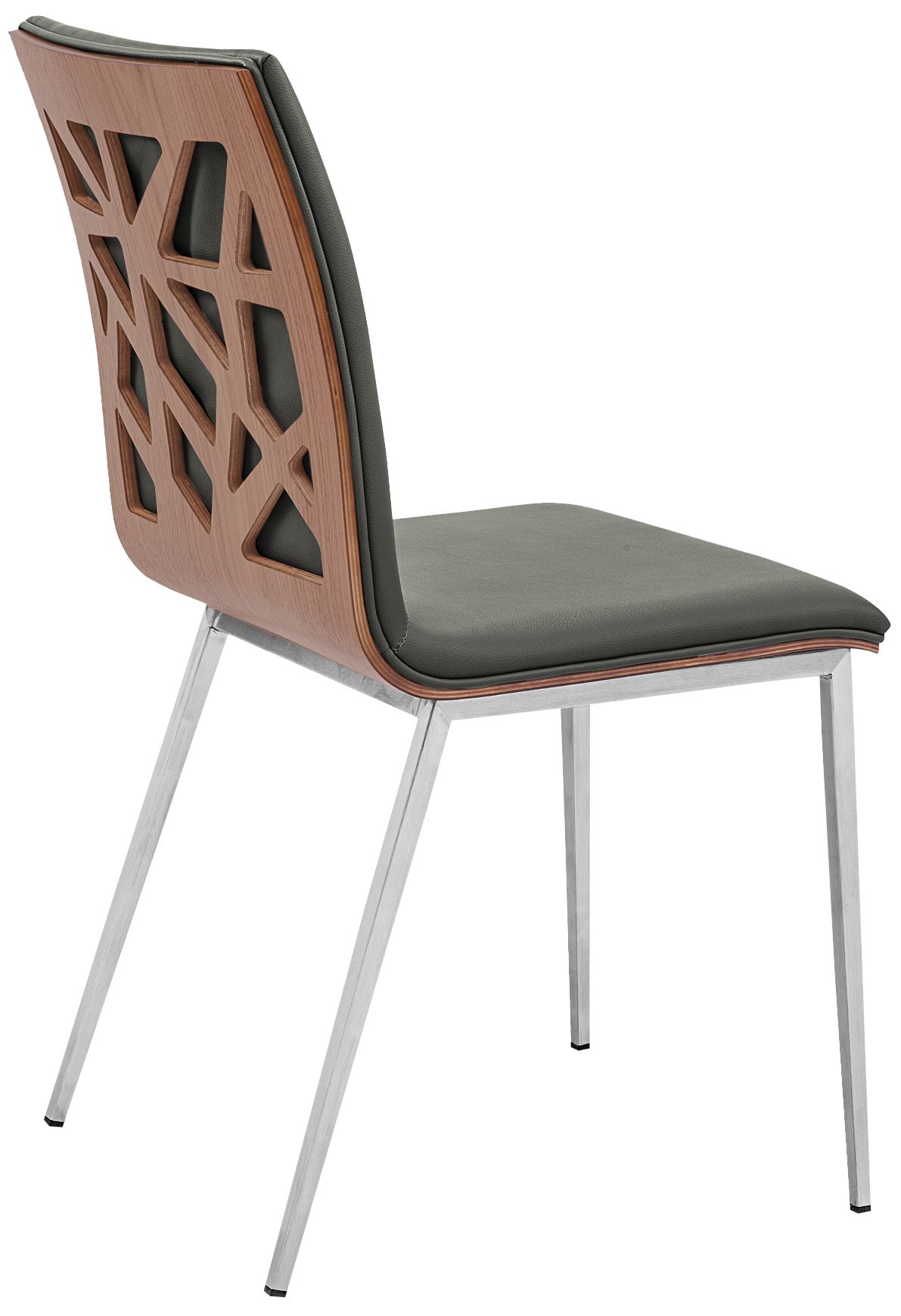 Image 3 Crystal Gray Leatherette Dining Chair with Walnut Back Set of 2 more views