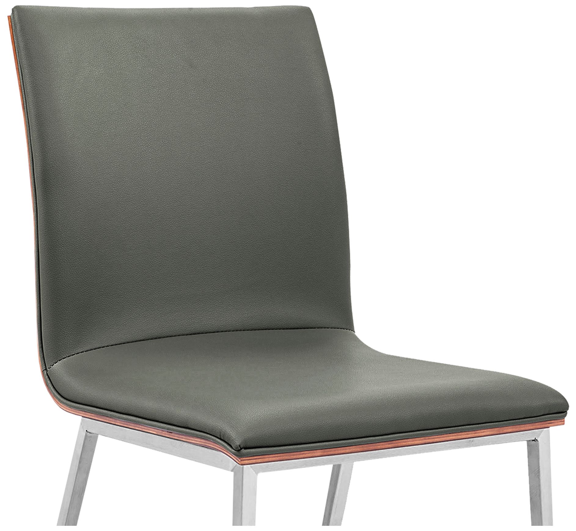 Image 4 Crystal Gray Leatherette Dining Chair with Walnut Back Set of 2 more views