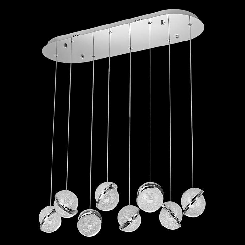 Image 1 Crystal Ice 34" Wide Linear Crystal LED Multi Light Pendant