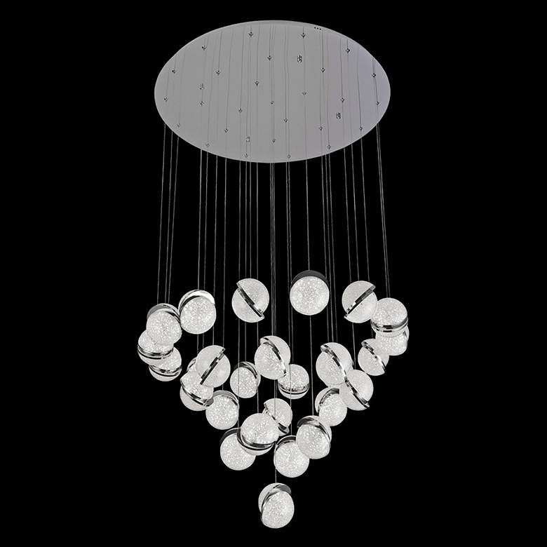 Image 1 Crystal Ice 34" Wide Round Crystal LED Multi Light Pendant