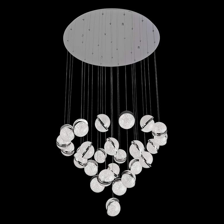 Image 1 Crystal Ice 34 inch Wide Round Crystal LED Multi Light Pendant