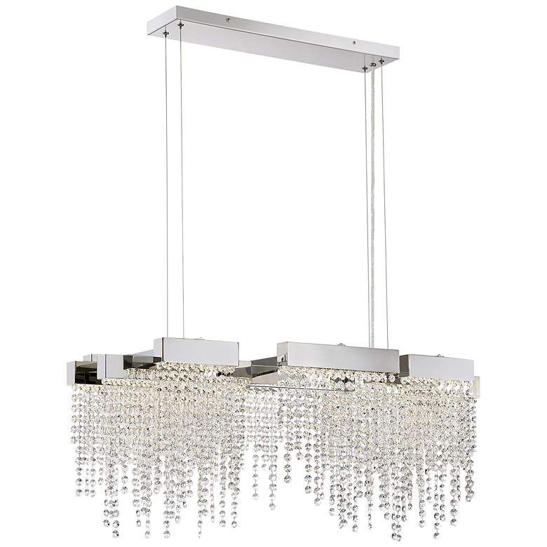 Image 1 Crystal LED Nickel Island Chandelier