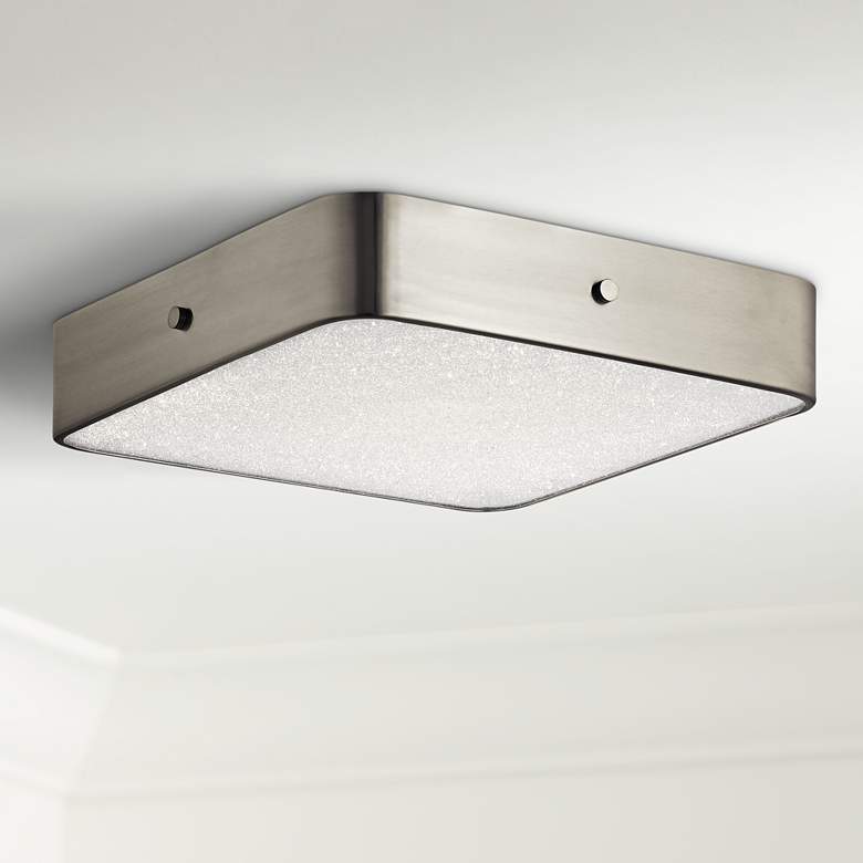 Image 1 Crystal Moon Nickel 15 3/4" Wide LED Square Ceiling Light