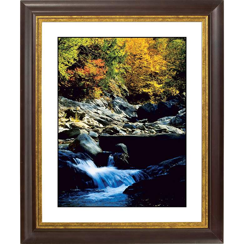 Image 1 Crystal Mountain Stream Gold Bronze Frame 20 inch High Wall Art