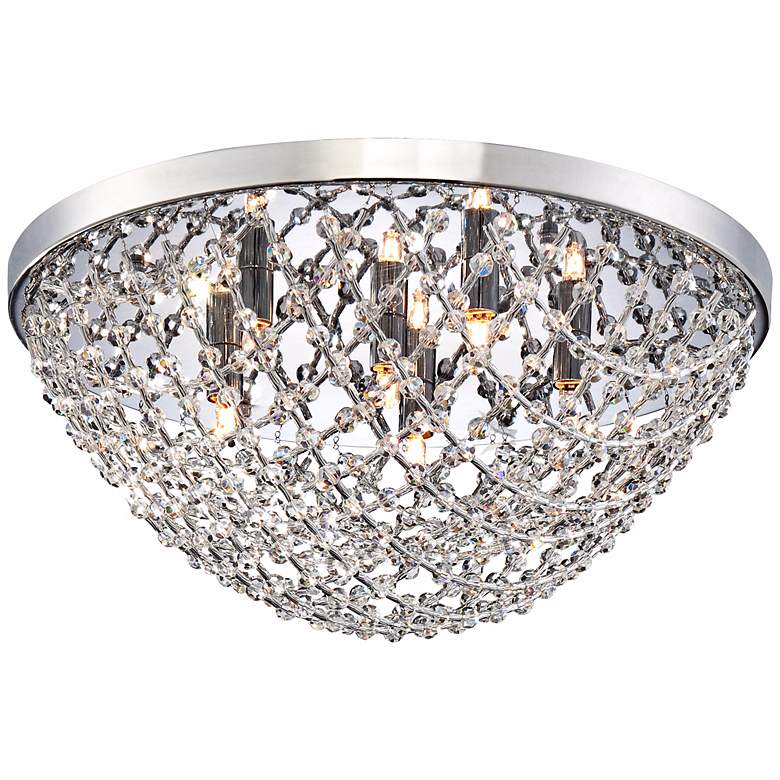 Image 1 Crystal Net 17 3/4 inch Wide Chrome Ceiling Light