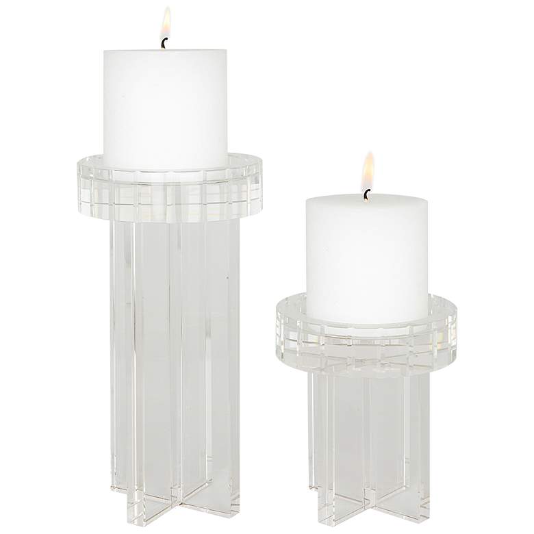 Image 2 Crystal Pillar Candleholder Set/2