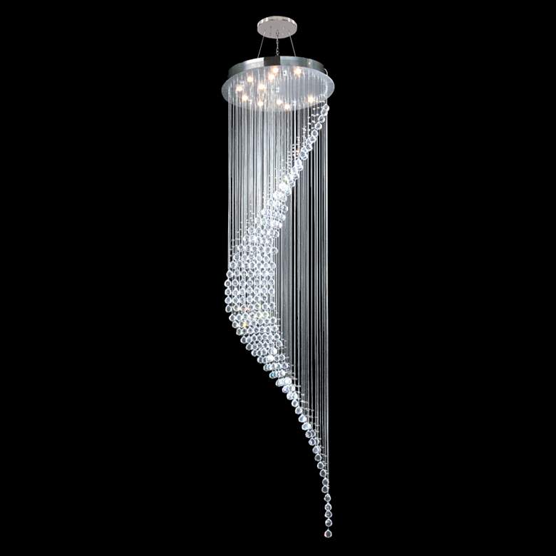 Image 1 Crystal Rain 28 inch Wide Silver 11-Light Entry Pendant