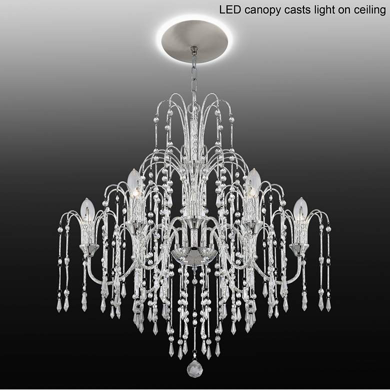 Image 1 Crystal Rain 29 inchW 6-Light Crystal Chandelier with LED Canopy