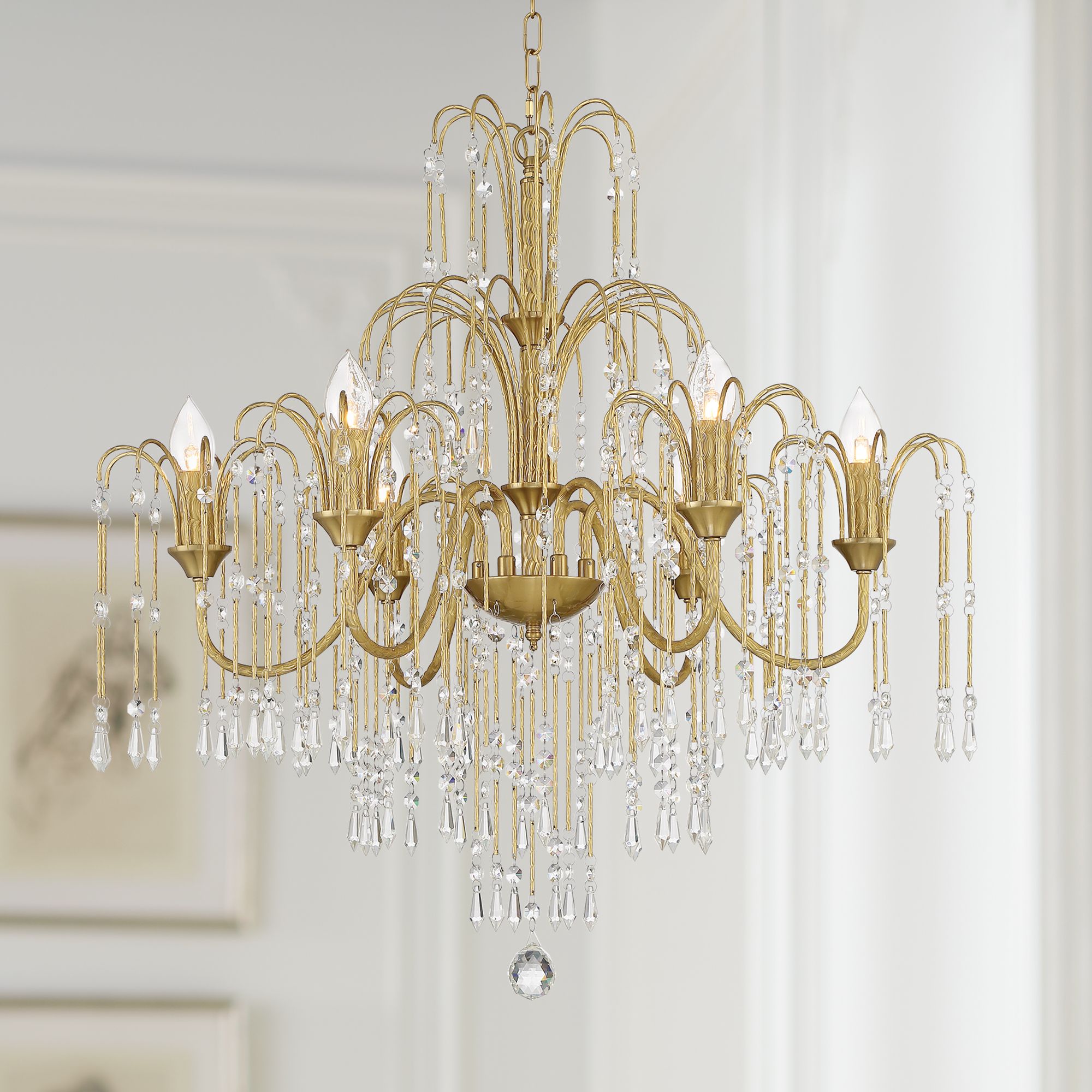 lamps plus crystal rain chandelier