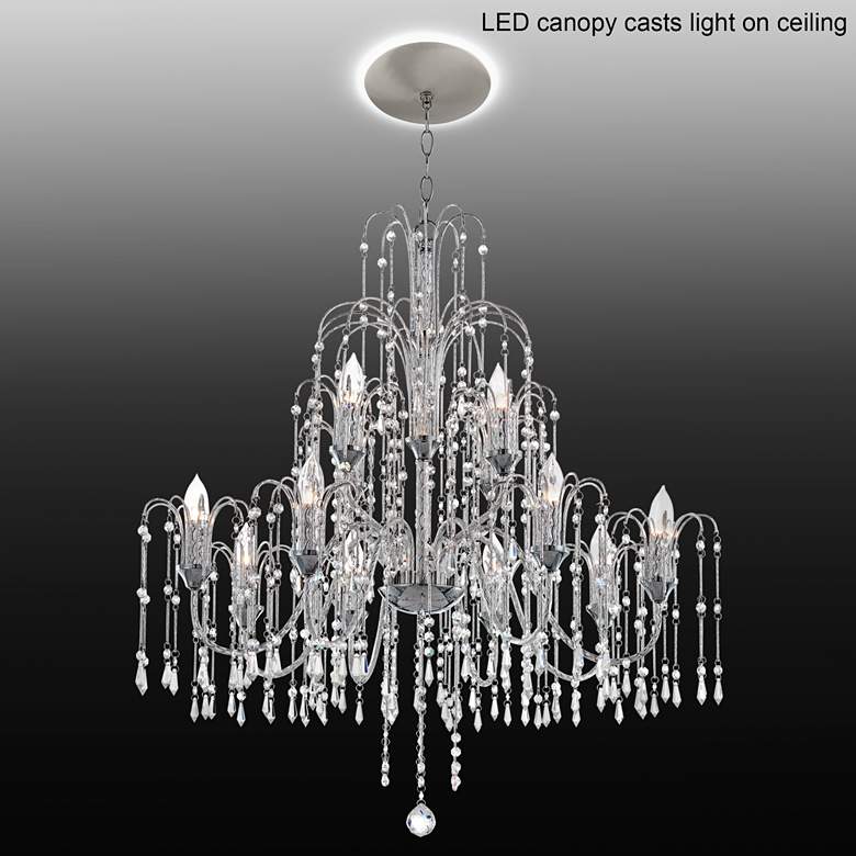 Image 1 Crystal Rain 33 inchW Crystal Chandelier with LED Canopy