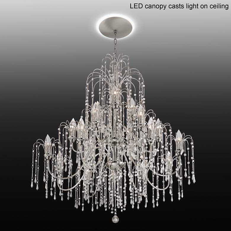 Crystal Rain 37&quot;W Crystal Chandelier with LED Canopy