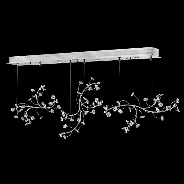 Image 1 Crystal Rain 83 inch Wide Silver Kitchen Island Light Chandelier