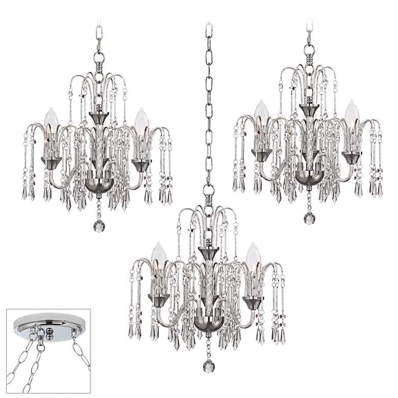 Image 1 Crystal Rain Chrome 3-Light Swag Chandelier