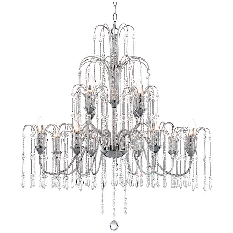 Image 2 Crystal Rain Collection 33 inch Wide Large Crystal Chandelier