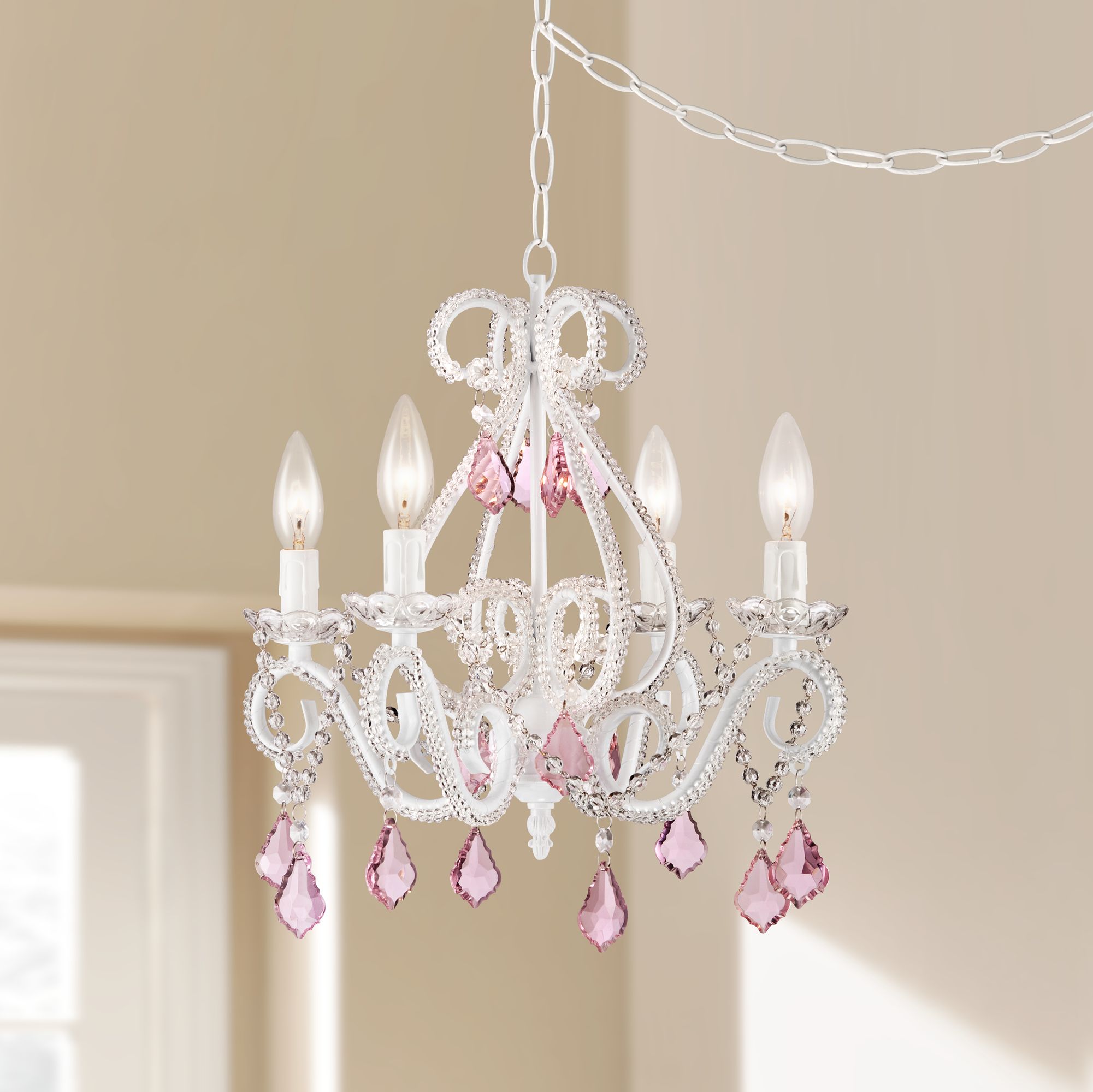 crystal pink chandelier