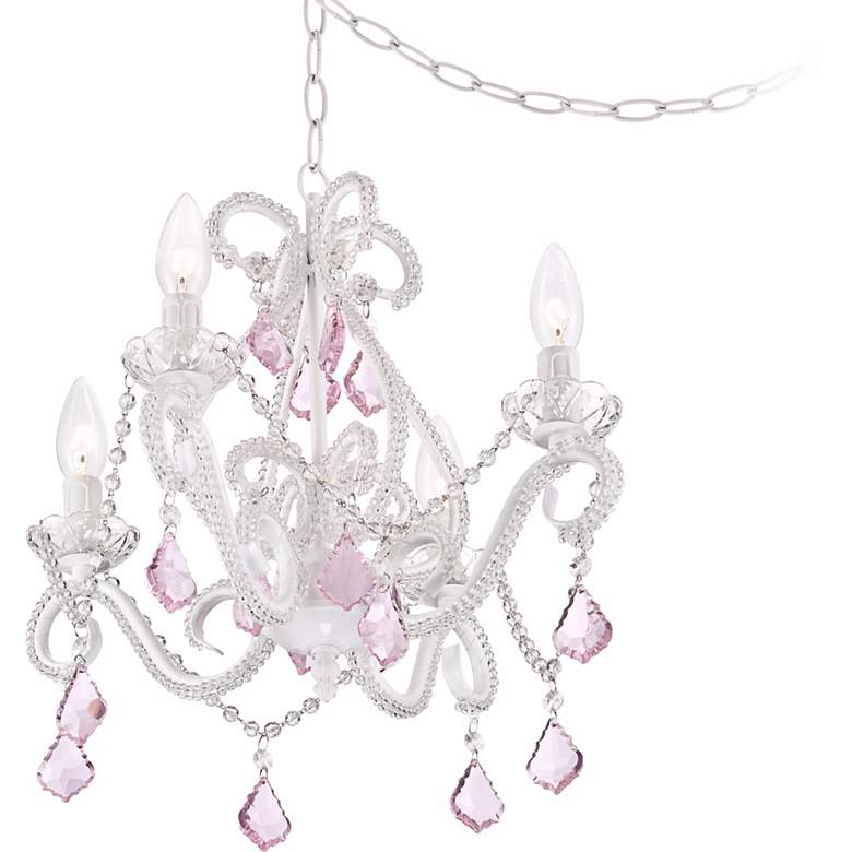 Crystal Scroll White and Pink 16&quot; Wide Swag Chandelier more views