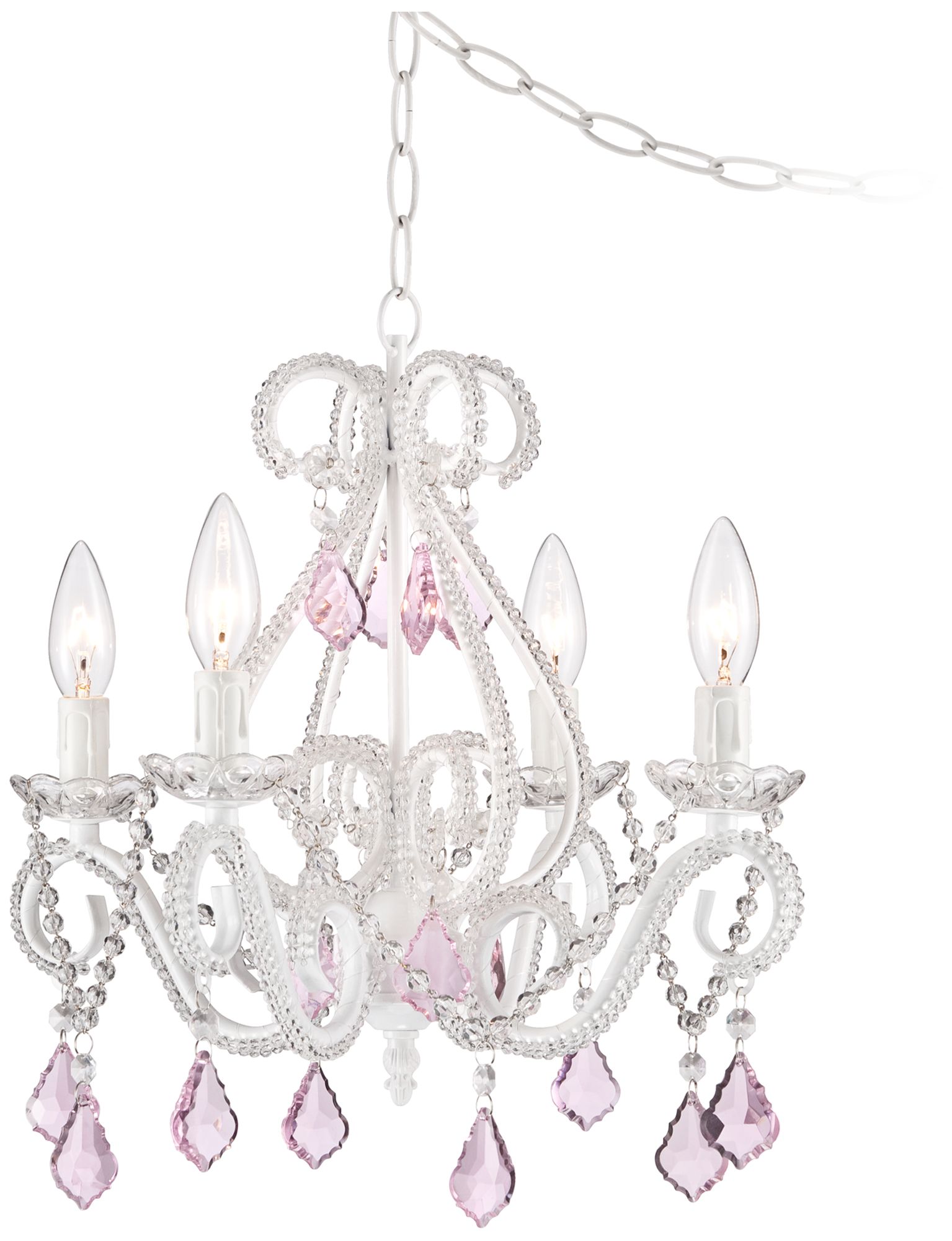 pink white chandelier