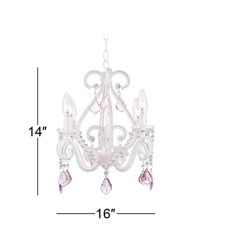 Crystal Scroll White and Pink 16&quot; Wide Swag Chandelier more views